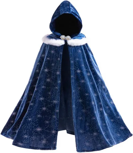 Vista 8 de Capa de Terciopelo para Niñas Elsa, Capa para Niños Pequeños con Capucha, Vestido de Disfraz Infantil