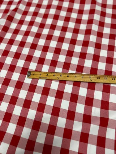 Vista 6 de Tela a cuadros de 5 yardas de 60 pulgadas de ancho, tela a cuadros de búfalo a cuadros, 100% poliéster, tela a cuadros blancos y rojos, perfecta