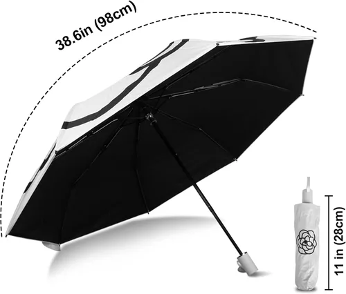 Vista 3 de WANLIAN Sombrillas para protección UV, paraguas de viaje compacto, paraguas para protección solar, resistente al viento, impermeable, protección UV