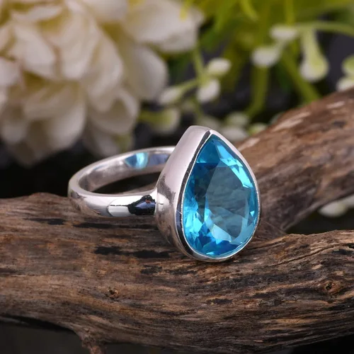 Vista 2 de PANOPLY Bio Pink Doublet Quartz Solid 925 Sterling Silver Ring for Women