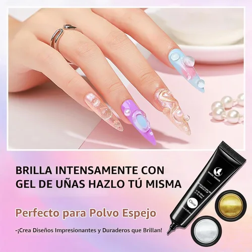 Vista 3 de Kit de gel de uñas 3D de 15g (0.53 onzas) y polvo cromado, gel esculpidor pegamento de arte de uñas para diseños artísticos DIY tallado moldeado Gel
