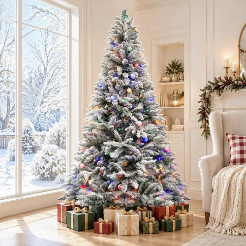 Vista 10 de Árbol de Navidad artificial verde sin luz de 7 pies con 778 puntas de ramas