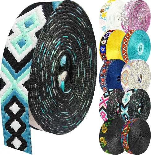 Vista 20 de 1.5 pulgadas Correa de nailon con patrón, correas de cinturón de nailon, correas para bolso, correas para mochila, cinturón de nailon