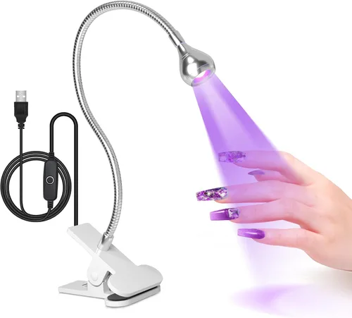 Vista 10 de AORAEM Lámpara de uñas LED UV, luz de curación flash de doble cabeza, rosa Luz de curado para uñas de gel con cuello de cisne portátil