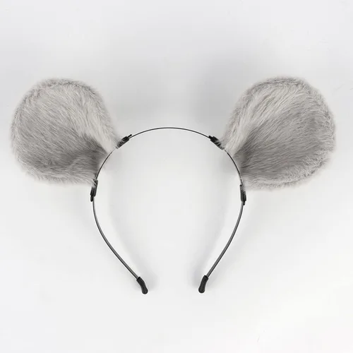 Vista 4 de QinRuan Diadema de orejas de ratón y cola de ratón delgada, accesorios de cosplay de anime de Halloween