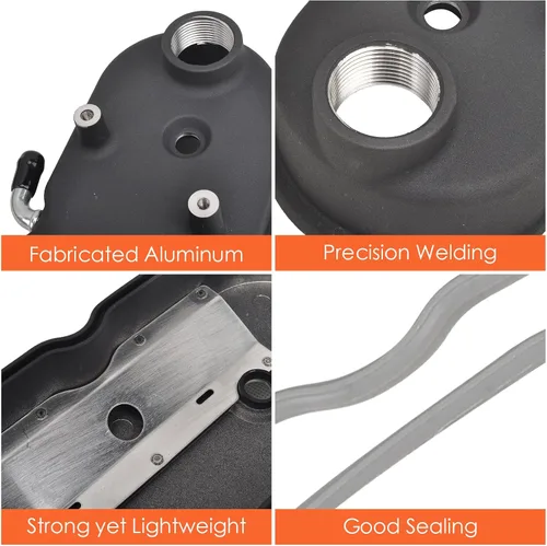 Vista 3 de Cubierta de válvula de motores de aluminio fundido con soportes de bobina compatible con GM LS LS1 LS2 LS3 LS6 5.3 6.0 - Negro
