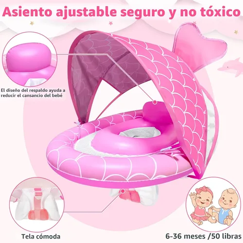 Vista 4 de Flotador de piscina para bebé con toldo UPF50+ para niños de 6 a 36 meses