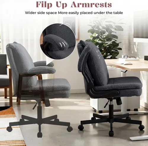 Vista 5 de IPKIG Criss Cross - Silla de oficina con ruedas y brazos abatibles, forro Negro