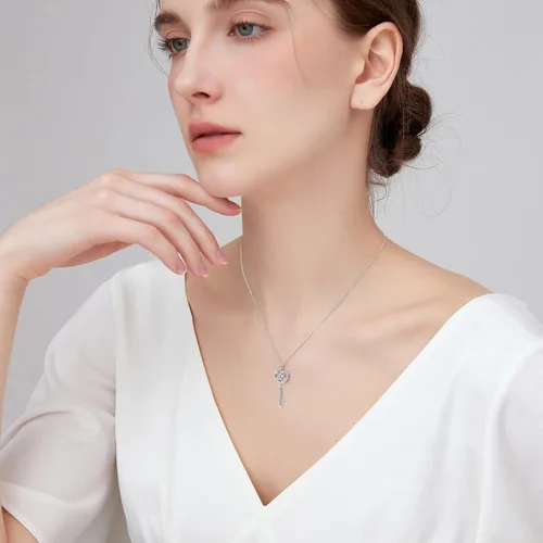 Vista 6 de Diamond Cross Necklace for Women, Moissanite Pendant Necklace, S925 Sterling Silver Plated White Gold Jewelry Gift for Birthday Anniversary Wife Mom
