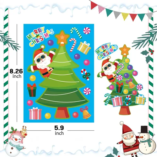 Vista 4 de 36 hojas para hacer tu propio árbol de Navidad, recuerdos de fiesta de Navidad para niños 36 Sheets Christmas Stickers, Christmas Activities for