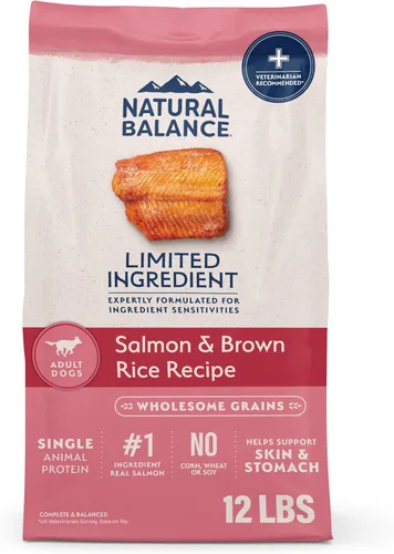 Vista 27 de Natural Balance Alimento seco para perros adultos de ingredientes limitados con granos saludables, receta de carne de res y arroz integral, 24