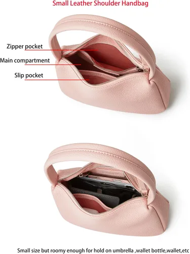 Vista 4 de Daiblueland Bolso pequeño de cuero para mujer, bolso de mano de lujo con cierre de cremallera