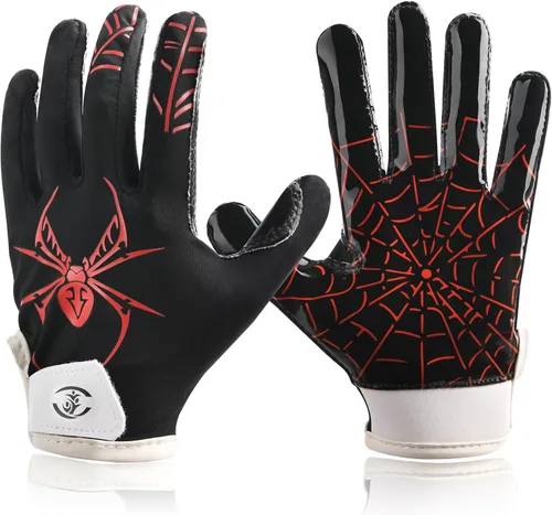 Vista 15 de Guantes de fútbol americano para niños, guantes receptores de fútbol americano juvenil, excelente agarre con silicona adhesiva, antideslizantes