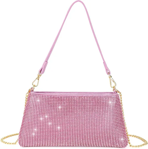 Vista 10 de Valleycomfy Bolso de Mano de Brillo para Noche para Mujeres Dama Niña Novia Bolso de Diamantes de Imitación para Baile de Graduación Cóctel Fiesta