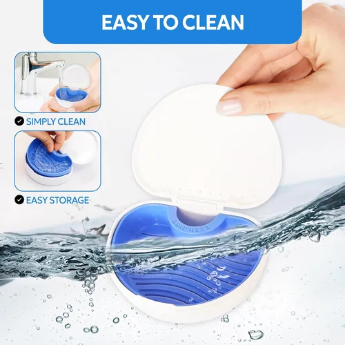 Vista 7 de Estuche de almacenamiento de dentaduras – Taza higiénica y protectora para el baño de dentadura – Contenedor de retención dental de ortodoncia apto