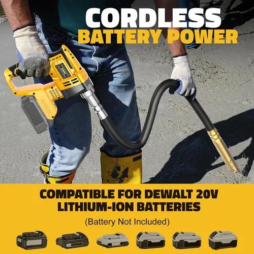 Vista 4 de LIVOWALNY Herramienta vibradora de hormigón de mano compatible con batería Dewalt de 20 V (solo herramienta), vibrador eléctrico inalámbrico