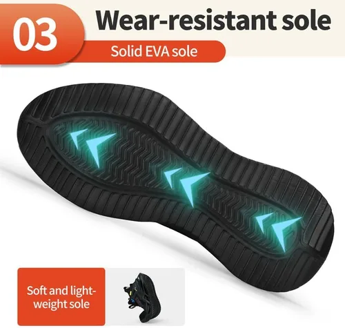 Vista 4 de KGJIANDA Zapatos de punta de acero para hombres, botas industriales de seguridad, zapatos ligeros y duraderos, tenis de alta calidad de construcción