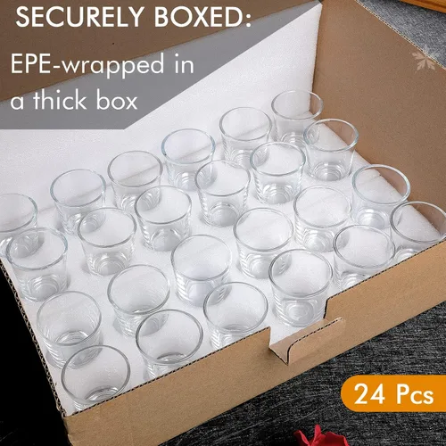 Vista 5 de Juego de 24 vasos de chupito transparentes de 2 onzas / 2.0 fl oz con base pesada vasos de chupito a granel para whisky, tequila, vodka, licor