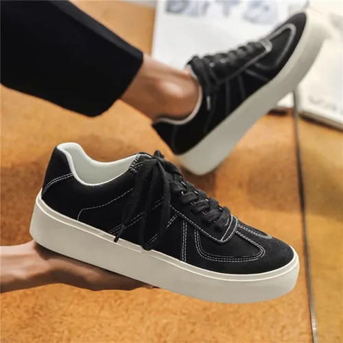 Vista 6 de Jakcuz Zapatillas de lona para hombre, cómodas, ligeras, bajas, para patinar, con cordones, zapatos casuales para caminar