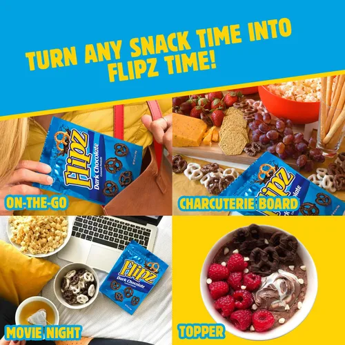 Vista 7 de Flipz Pretzels cubiertos de chocolate oscuro (4 onzas, paquete de 6), aperitivo perfecto dulce, salado y crujiente para adultos y niños
