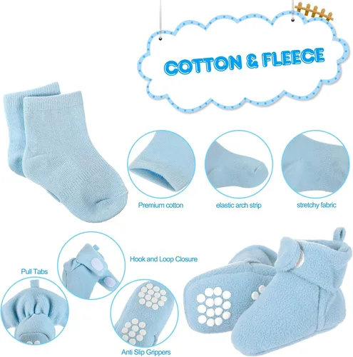 Vista 3 de SATINIOR 3 pares de botines unisex de forro polar con 3 pares de calcetines de algodón para bebés