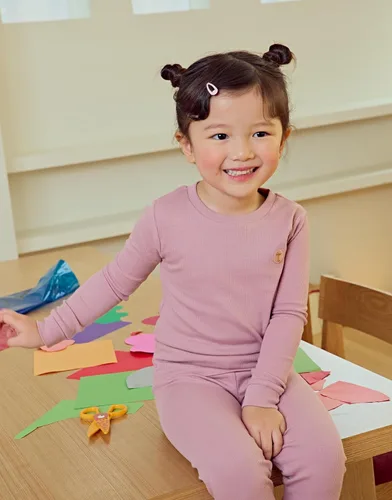 Vista 4 de moimoln Pijama de bambú de algodón viscosa acanalado sólido para bebés niños y niñas, ajuste cómodo, conjunto de 2 piezas