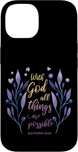 Vista 4 de with God All Things are Possible Matthew 19:26 Christian Case for iPhone 16