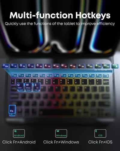 Vista 5 de Funda para tablet A8 con teclado Samsung Galaxy Tab A8 de 10.5 pulgadas 2021/2022 SM-X200, SM-X205 Dazzle Magic Keyboard retroiluminado Soporte