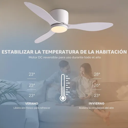 Vista 6 de LUDOMIDE Ventiladores de techo con luces, ventilador de techo de perfil bajo de 42 pulgadas con control de pared y control remoto, regulable