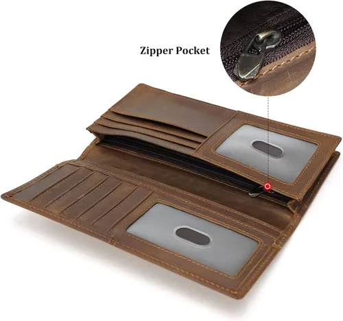 Vista 7 de Polare - Cartera larga y plegable de piel de vaca para hombre
