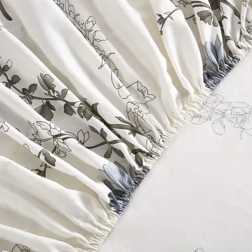 Vista 6 de Wake In Cloud - Sábanas florales, 100% algodón, juego de sábanas de 4 piezas, ropa de cama estética vintage con diseño botánico de flores shabby