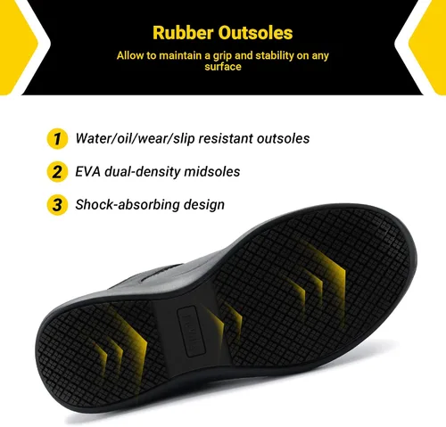 Vista 5 de FitVille Zapatos de trabajo extra anchos para hombres con punta de acero compuesto antideslizante zapatos de trabajo impermeables ligeros-SteelCore