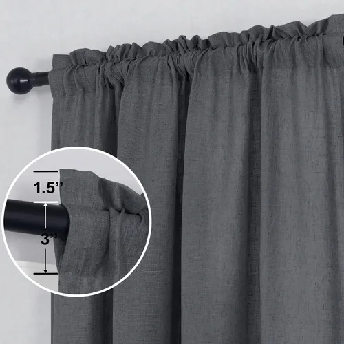 Vista 114 de KOUFALL Juego de 2 cortinas de puerta francesa, cortinas de lino para puerta/ventana, cortina transparente boho para cristal lateral delantero