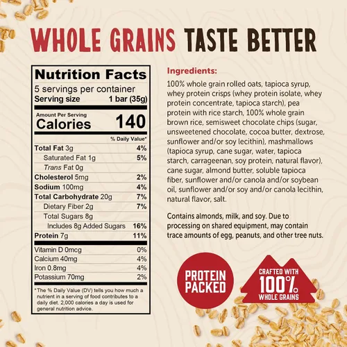 Vista 2 de Kodiak Cakes Barras masticables de granola, S'mores, altas proteínas, 100% granos integrales, 12 cajas con 5 barras cada una (60 barras en total)