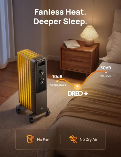 Vista 7 de Dreo Calentador de Radiador, Perillas Dobles, 8 Protecciones de Seguridad, Calentadores Eléctricos de Espacio de 1500W para Uso Interior Habitación