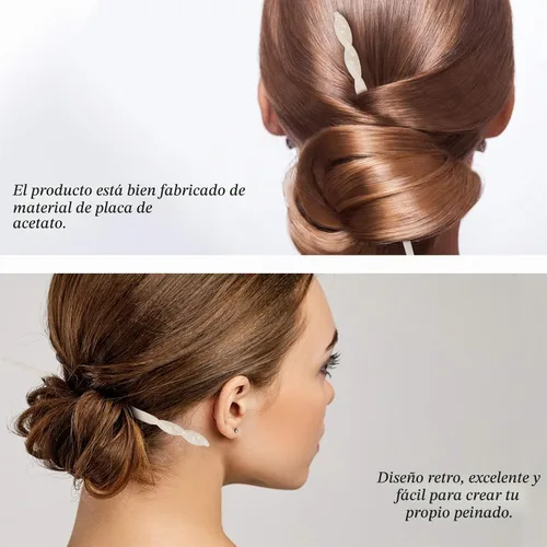 Vista 7 de Beaupretty Accesorios para el cabello de acetato de 2 piezas: palillos japoneses vintage de diseño giratorio para peinar