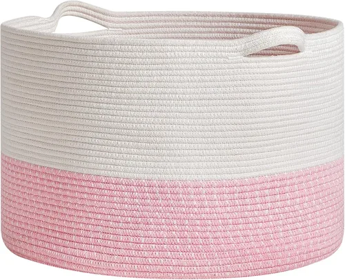 Vista 11 de R RUNKA Cesta de almacenamiento extra grande - Organizador de tejido suave, 22 x 14 pulgadas