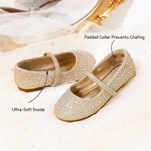 Vista 3 de DREAM PAIRS Zapatos planos Mary Jane con diamantes de imitación para niñas