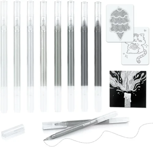 Vista 10 de Bolígrafos de gel con purpurina de 80 colores para libros de colorear para adultos y papel negro, punta fina suave de 0.039 in, gran capacidad