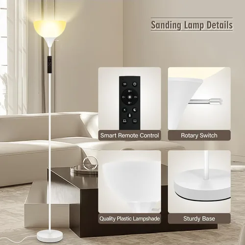 Vista 5 de Lámparas de pie para sala de estar, lámparas de pie Torchiere de 71'' con control remoto, temperatura de color y brillo ajustables 2700K-6500K