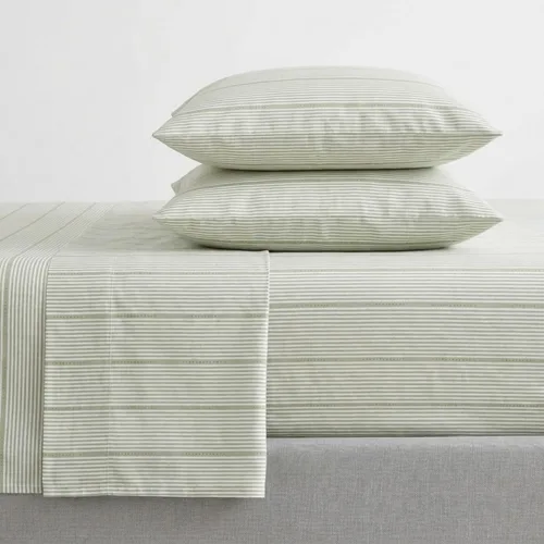 Vista 28 de Nautica - Sábanas, juego de ropa de cama de percal de algodón con funda de almohada a juego, vigorizante y fresco, bolsillo profundo