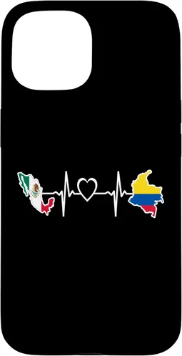 Vista 6 de iPhone 16 Bandera de Colombia Mexicana - Funda de latidos del corazón de Colombia Mexicana