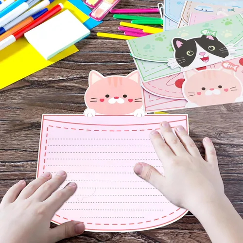 Vista 8 de Árbol Ceiba - 24 piezas de papelería para cartas con sobres, tarjetas de felicitación para niños, para aulas, fiestas de cumpleaños