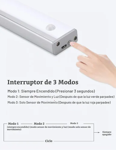Vista 4 de Iluminación automática inalámbrica de 48 LED para gabinete de cocina, sensor de movimiento, luz recargable, luz de despensa, luces de armario a