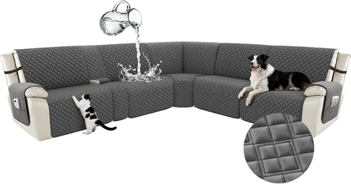 Vista 77 de Arfntevss Fundas para sofá seccional reclinable para sofá seccional en forma de L, funda antideslizante lavable para sofá reclinable con forma de L