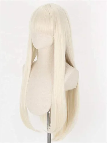 Vista 2 de Yomoduki Runa Peluca para cosplay, anime Kakegurui, cabello largo y lacio, dorado, accesorios para disfraz de fiesta de Halloween