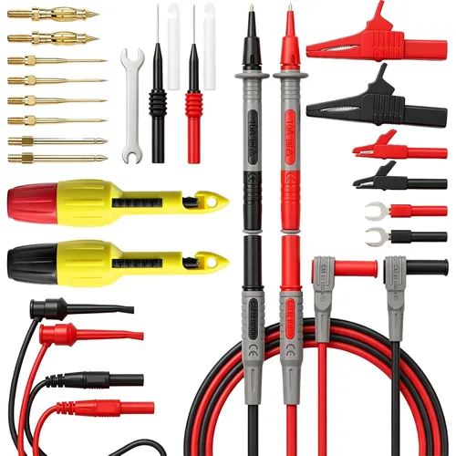 Vista 12 de HORUSDY Kit de 22 pines de sonda trasera, sondas de prueba eléctricas con cables de silicona de 5 colores para multímetro, diagnóstico de circuitos