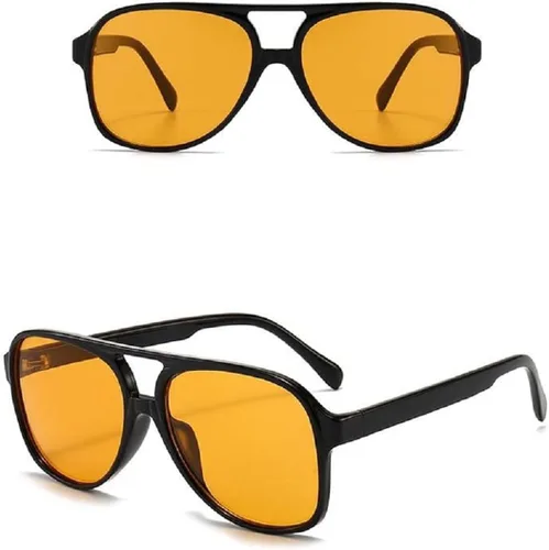 Vista 2 de PRINTUM - Gafas de sol UV400 de inspiración retro de los años 70 para hombres y mujeres lentes teñidas de ámbar