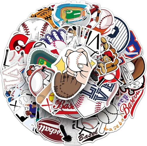Vista 2 de 50 calcomanías de béisbol, calcomanías de vinilo impermeables para decoración deportiva para laptop, teléfono, patineta, equipaje, calcomanías