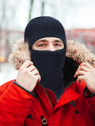 Vista 2 de 2 máscaras faciales de invierno para esquí, pasamontañas de punto cálido para hombres y mujeres, forro polar resistente al viento para deportes al